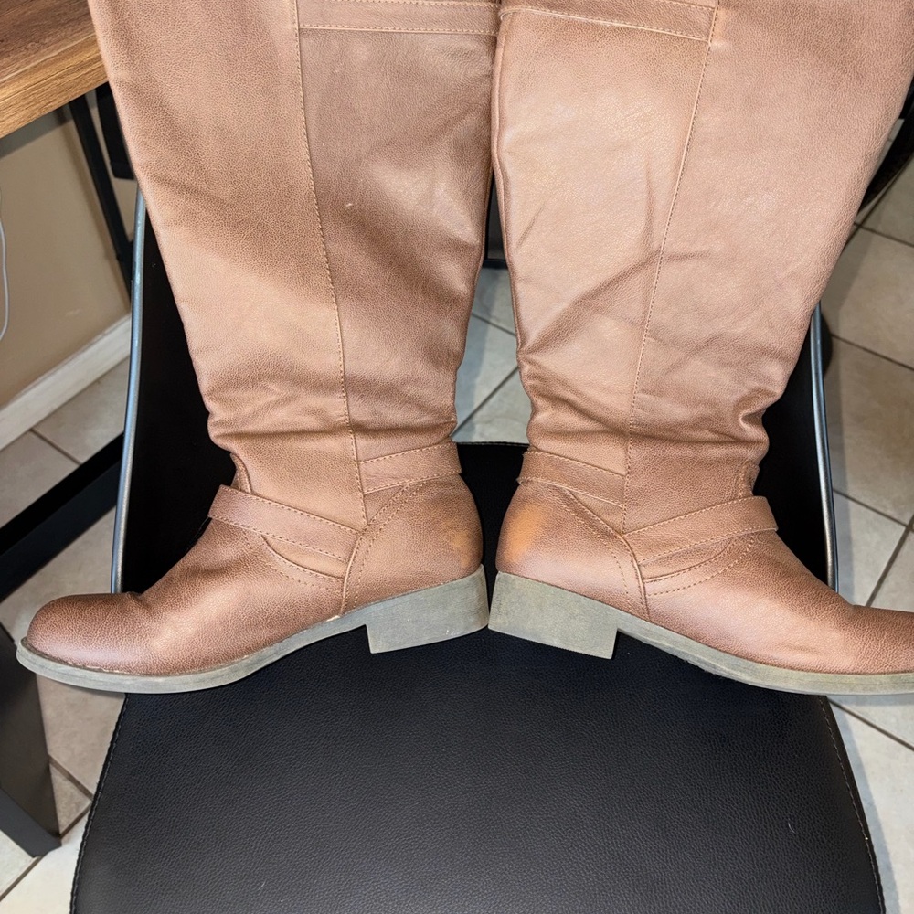 Brown Leather Knee-High Boots